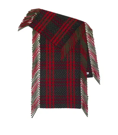 Burberry Wool Check Scarf In Red