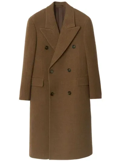 Burberry Wool Double-breasted Coat In Brown