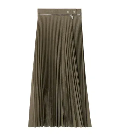 Burberry Fully-pleated Wool-blend Skirt In Brown