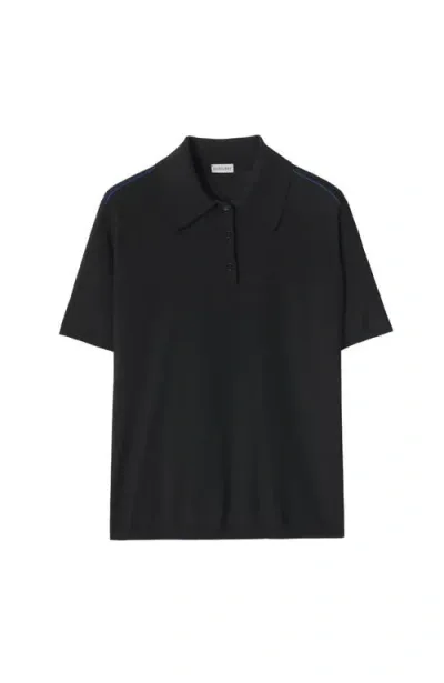 Burberry Short-sleeve Wool Polo Shirt In Black