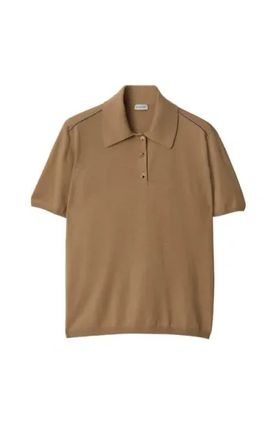 Burberry Short-sleeve Wool Polo Shirt In Neutrals