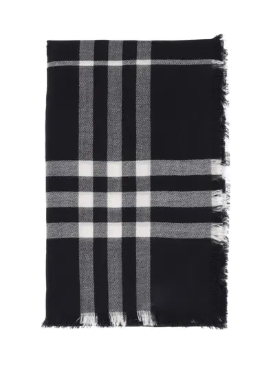 Burberry Wool Scarf In Black  