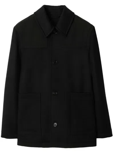 Burberry Wool Shirt Jacket In Black