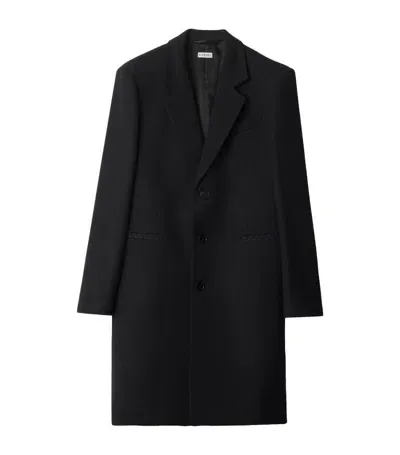 Burberry Wool Tailored Coat In Black