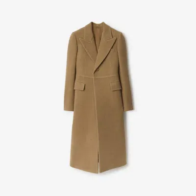 Burberry Wool Tailored Coat In Straw/linden