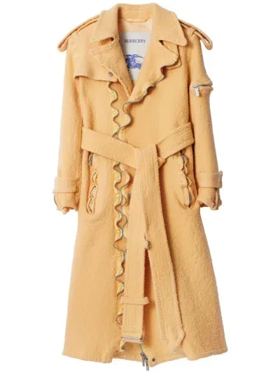 Burberry Wool Trench Coat In Sandstone