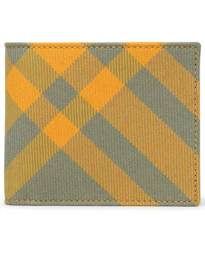 Burberry Checked Wallet In Yellow