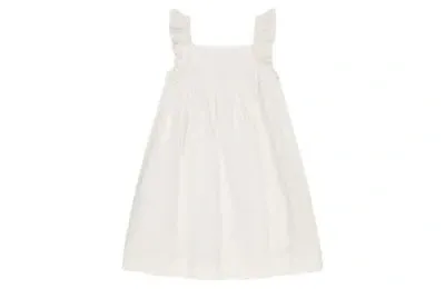 Busy Bees Babies'  Sawyer Flutter Sleeve Dress In White Eyelet