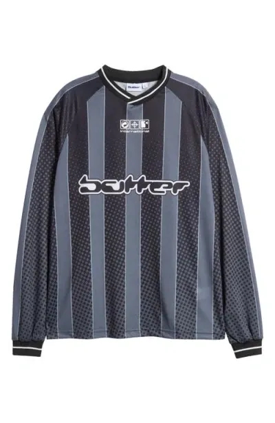 Butter Goods Corrosive Stripe V-neck Jersey In Black