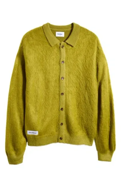 Butter Goods Hairy Full Button Cardigan In Moss