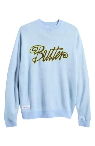 Butter Goods Jive Graphic Crewneck Sweater In Lake Blue