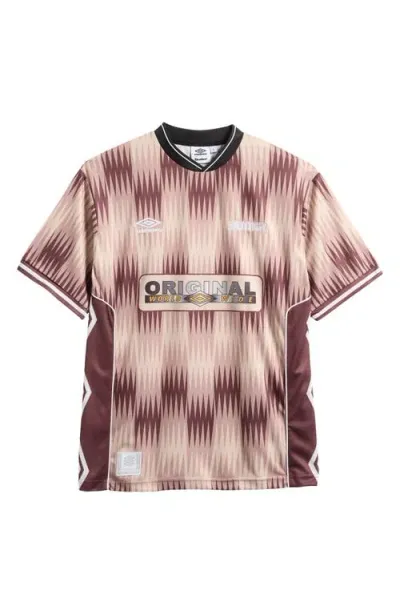 Butter Goods X Umbro Optical Short Sleeve Soccer Jersey In Brown/taupe