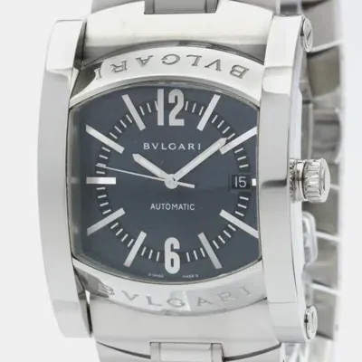 Pre-owned Bvlgari Grey Stainless Steel Assioma Aa48s Automatic Men's Wristwatch 48 Mm