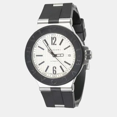 Pre-owned Bvlgari Silver Stainless Steel Diagono Dg40sv Automatic Men's Wristwatch 40 Mm