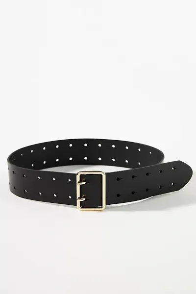 By Anthropologie Adjustable Double Prong Belt In Black