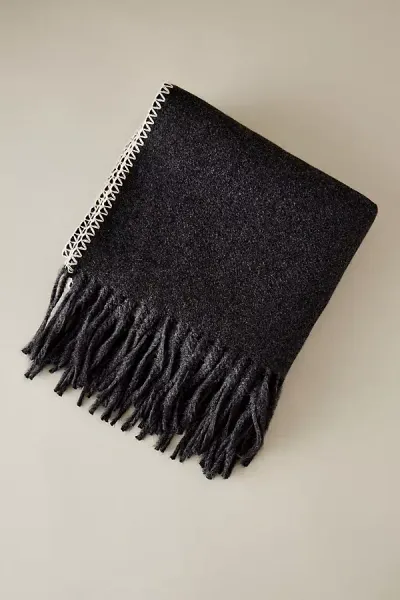 By Anthropologie Blanket Stitch Scarf In Black