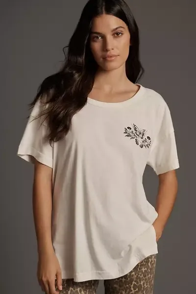 By Anthropologie Butterfly Conservatory Graphic T-shirt In White