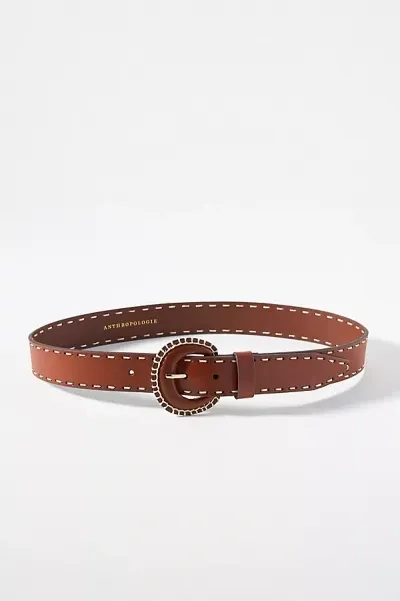 By Anthropologie Contrast Whipstitch Belt In Brown