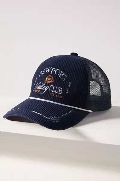 By Anthropologie Cord Graphic City Baseball Cap In Blue