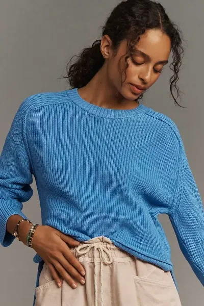 By Anthropologie Easy Pullover Sweater In Blue