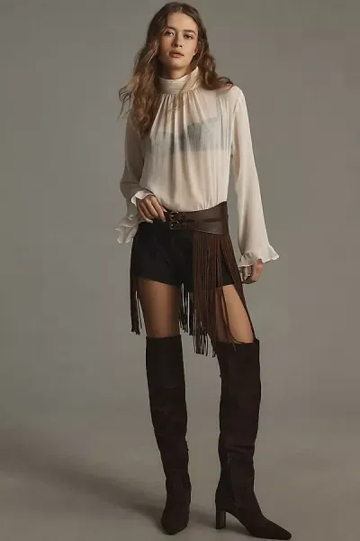 By Anthropologie Fringe Waist Belt In Brown