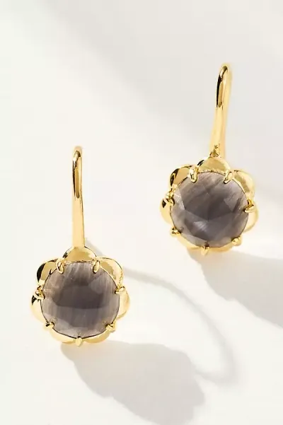 By Anthropologie Glass Stone Drop Earrings In Black