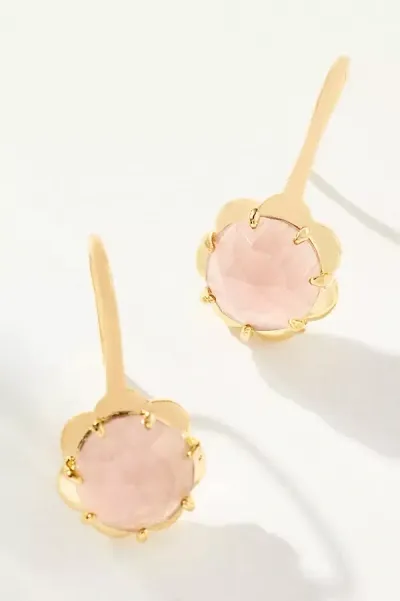 By Anthropologie Glass Stone Drop Earrings In Pink