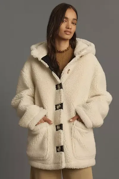 By Anthropologie Hooded Sherpa Jacket In White