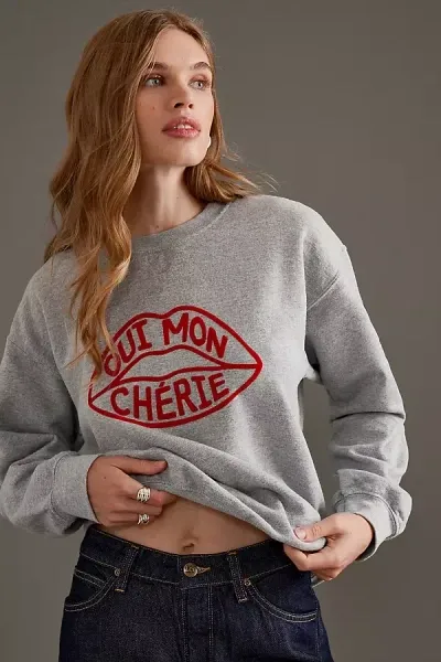 By Anthropologie Oui Mon Chérie Slogan Sweatshirt In Multicolor