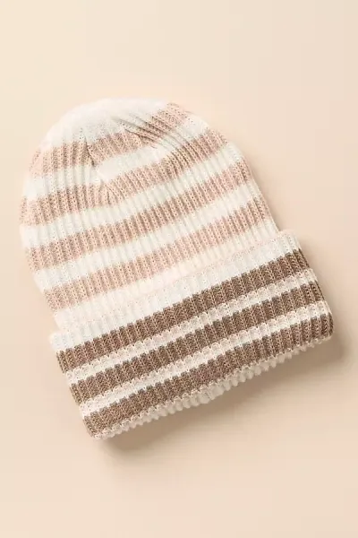 By Anthropologie Ribbed Stripe Beanie In Multicolor