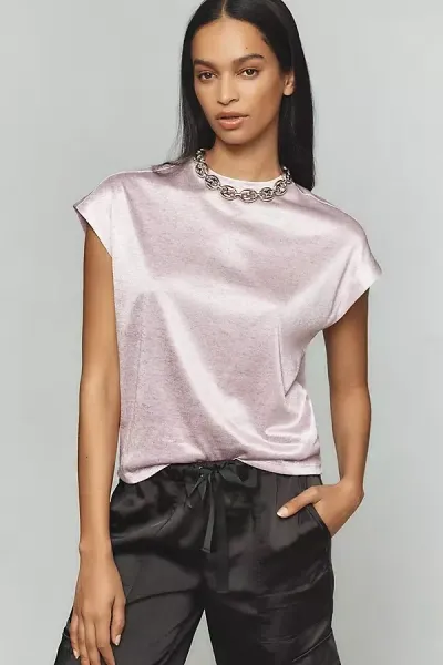 By Anthropologie Silky Shimmer T-shirt In Purple