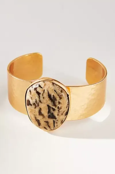 By Anthropologie Stone Cuff Bracelet In Gold