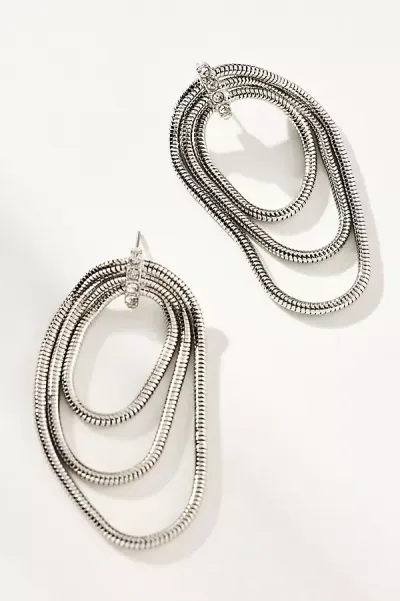 By Anthropologie Triple Loop Slinky Drop Earrings In Silver