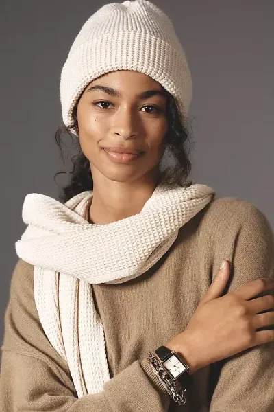 By Anthropologie Waffle-knit Beanie In Beige