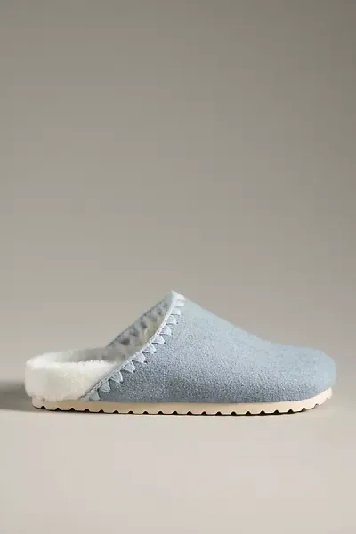 By Anthropologie Whipstitch Mule Slippers In Blue