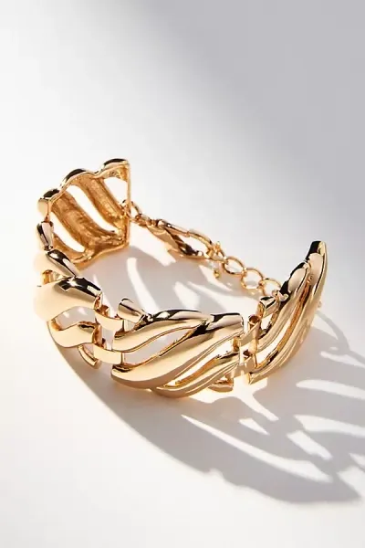 By Anthropologie Wide Wavy Bracelet In Gold