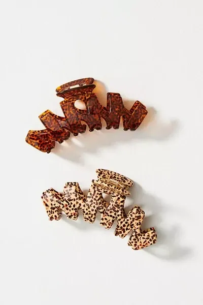 By Anthropologie Zigzag Claw Hair Clips, Set Of 2 In Brown