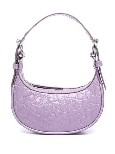 By Far Pre Mini Soho Croco Embossed Leather Shoulder Bag In Purple