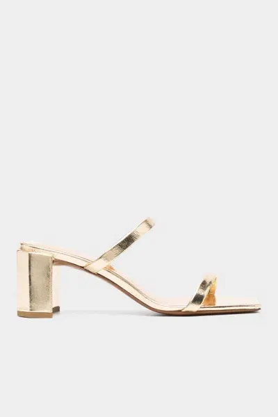 By Far Tanya Metallic Leather Mules In Gold