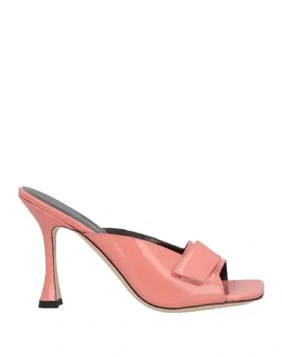 By Far Olivia Square-toe Leather Mules In Pink