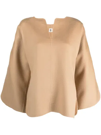 By Malene Birger Wide-sleeved Wool Blouse In 144 Dark Sand