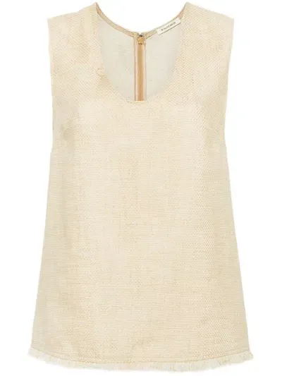 By Malene Birger Debbia Fringed Tank Top In Beige