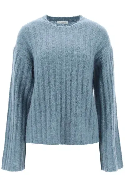 By Malene Birger Ribbed-knit Wool Sweater In Blue