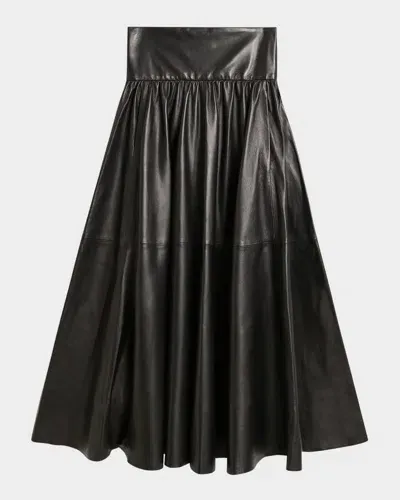 By Malene Birger Mivilo A-line Leather Midi Skirt In Black