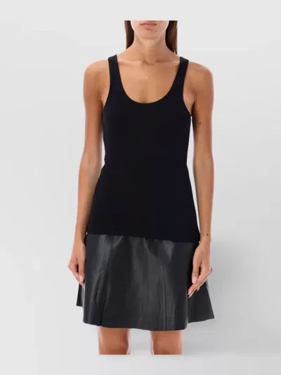 By Malene Birger Ribbed Texture Scoop Neck Tank Top In Black