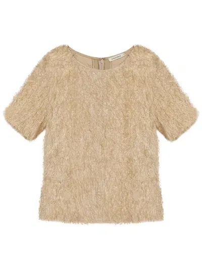 By Malene Birger Textured-finish T-shirt In Neutrals