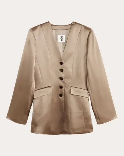 By Malene Birger Women's Rinnah Tailored Satin Blazer In Beige