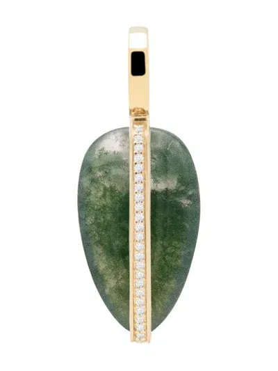 By Pariah 14k Yellow Gold Small Diamond And Agate Pendant In Grün