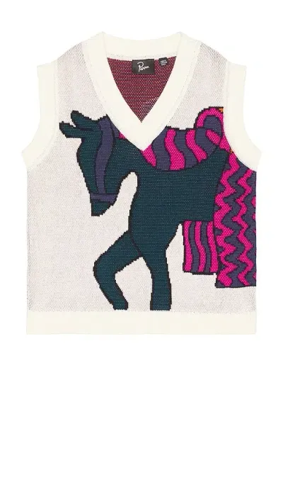 By Parra Knitted Horse Spencer Vest In Off White