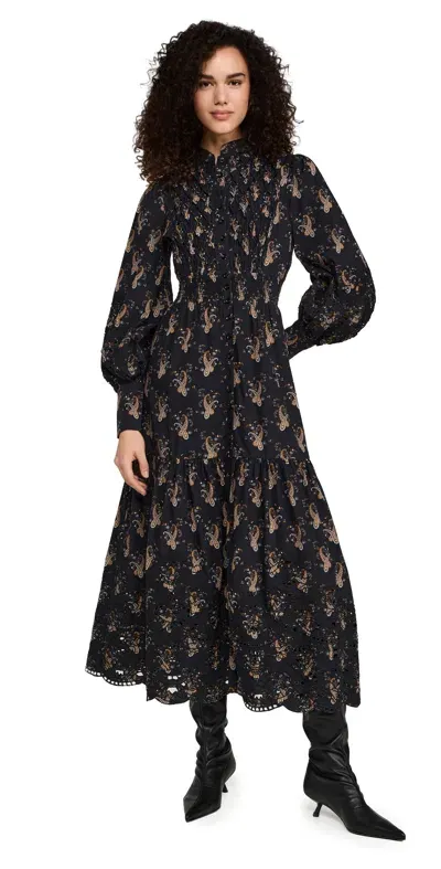 Bytimo Poplin Midi Dress Midnight Paisley